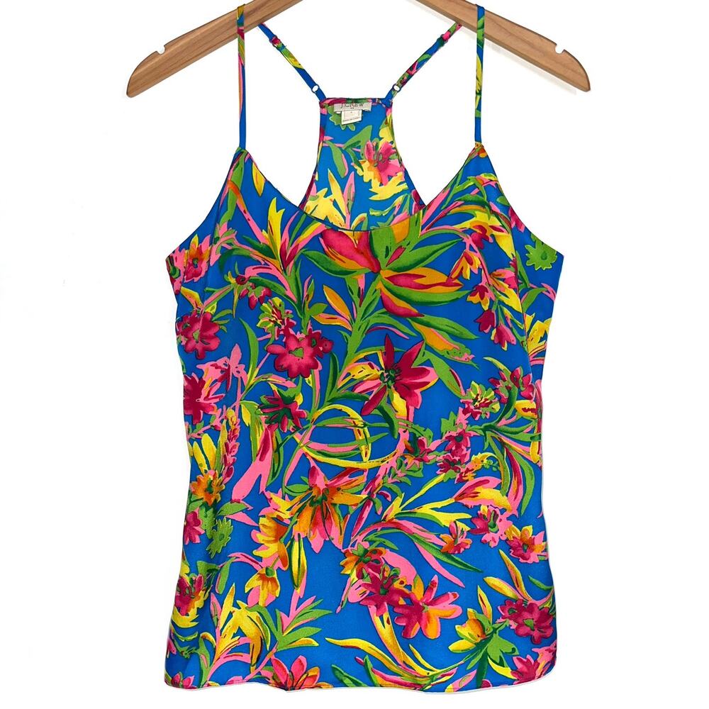 JCrew Tropical Floral Colorful Racerback Tank Top Size 4